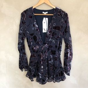 NWT Cotton Candy long sleeve floral velour romper
